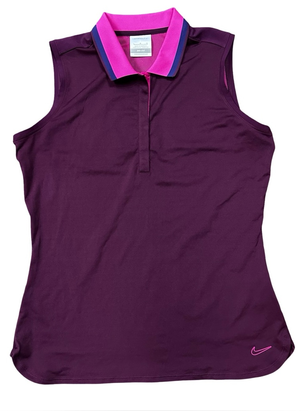 Nike Golf Dri Fit Purple Sleeveless Polo Blouse Top Size Large Pickleball Tennis